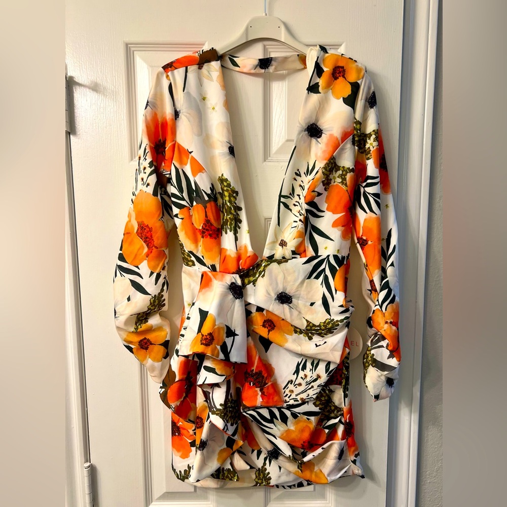 Luxel white and orange floral dress